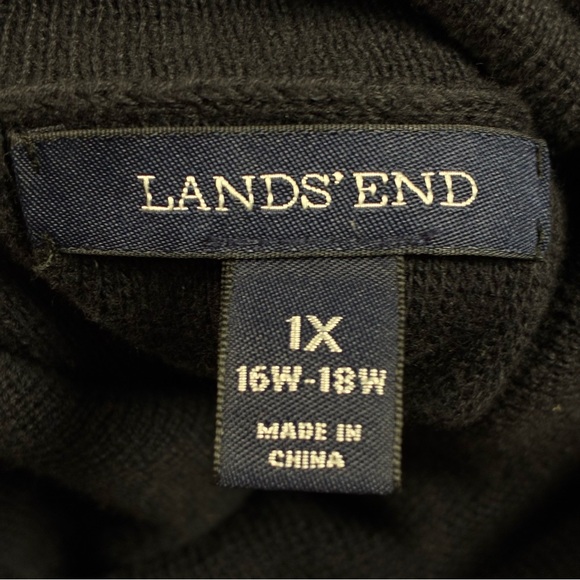 Lands' End Sweaters - SOLD Lands’ End Black Turtleneck Sweater Tunic Pullover 100% Cotton 1X Side Slit